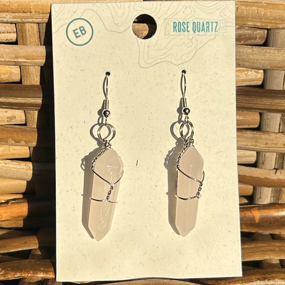 Earthbound Rose Quartz Crystal Earrings
